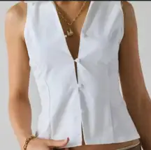 Urban Outfitters Party Girl Sleeveless Shirt Vest Sz Sm Classic white Coastal