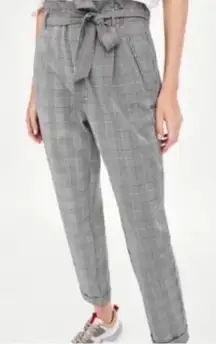 Zara Tafaluc Collection Black & White Plaid Paperbag  High Waist Women XS Preppy