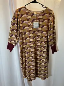 NWT Kate Quinn Henley Lounge Dress Clouds 3/4 Sleeve Women's Size Medium New 495