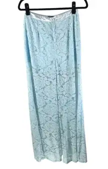 PrettyLittleThing Womens Pants Wide Leg Lace Satin Sheer Light Blue 6