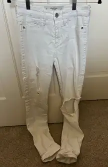 Abercrombie white ripped jeans 