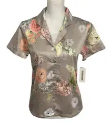 Revolve Flora Nikrooz Floral Print Short Sleeve Button Down Loungewear Shirt NWT