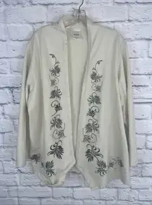 Blair Women's Cottagecore Casual Cozy Embroidered Open Front Cardigan Size XL