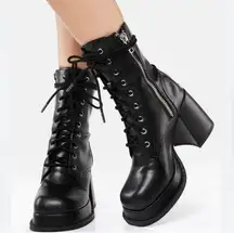 Steven By Steve Madden Beena Combat Boots Women's Size 9 Black Lace Up Moto Goth