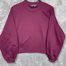 Primark Women’s Cropped Sweatshirt Maroon Purple Long Sleeve Size S Casual Pullo