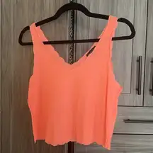 Topshop Coral Scalloped Tank Top
