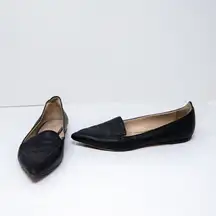 M. Gemi The Gia Genuine Leather Pointed Toe Slip On Flats Shoes Black 7.5