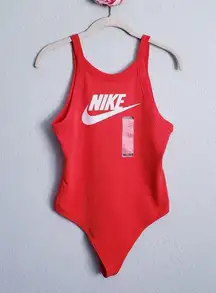 Nike Red and White Tight Fit Thong Bodysuit