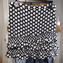 J Crew Navy White Polka Dot Ruffled A-Line Skirt