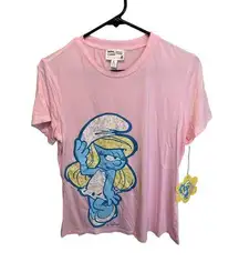 Unique Vintage x Smurfs Short Sleeve Pink Graphic T-Shirt Size Medium