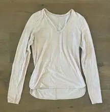 lululemon light pink long sleeve fitted top v-neck