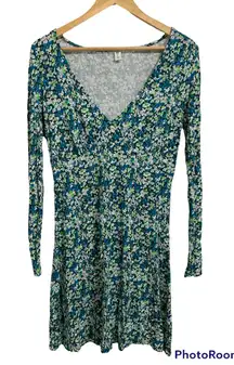 Bp. Long sleeve print knit Green moss hannah kate dress size Large‎ NEW