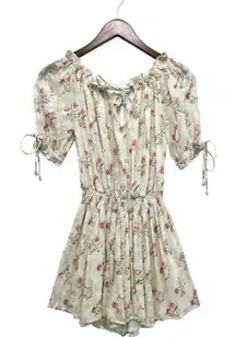 Hemant & Nandita Off the Shoulder Romper Floral Ivory Women's Size XS