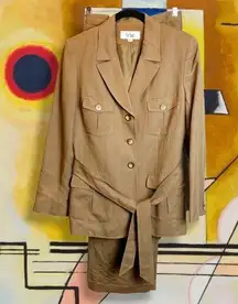 Le Suit - Women’s Vintage 2-piece Brown Linen Blend Suit 80s 90s - Sz.‎ 10