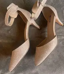 EUC Liw Heels Champagne Colored Glittery Heels