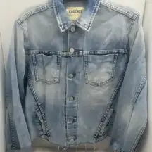 L’AGENCE DISTRESSED LIGHT DENIM JACKET RAW EDGES Soo SOFT ✅MEASUREMENTS POCKETS