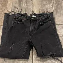 Abercrombie & Fitch Charcoal Frayed Denim Shorts