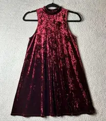 Arizona Jean Co Dress Womens Juniors XS Burgundy Crushed Velvet Mini Dress Party