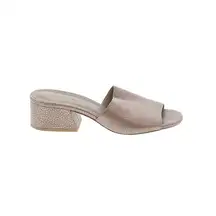 Vince Slide Sandals 5.5 Rachelle 2 Leather Block Heel Rose Gold Pebbled