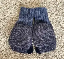 Aerie Blue Knit Mittens Gloves Fingerless Fold Over