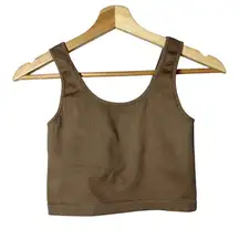 Forever 21 Movement Brown Mocha Ribbed Cropped Athletic Sports Bra M