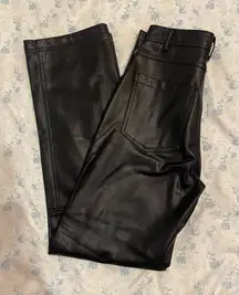Zara Black Leather Straight Leg Pants