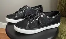 Sperry Seacoast Black Boat Shoe Black Sparkle