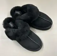 UGG Disquette Clog Platform Slip On Shoes Slipper Suede Sheepskin Collar Size 9