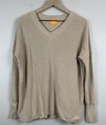 WISPR Brodie Womens Sweater XS Beige V Neck Clean Girl Neutral Top Minimalist‎