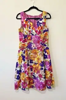 Adrianna Papell  Dress Womens Size 8 Floral Colorful Designer Vaca Boho Preppy