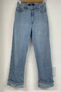 Light Wash Ultra High Rise Dad Jeans Womens 27 Rolled Hem Zip Fly