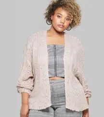 Wild Fable NWT Dusty Rose Pink Purple Open Knit Front Cardigan Shrug New