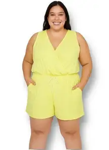 Old Navy XL Lime Green Sleeveless Romper Cross Front Breathe On NWT Activewear
