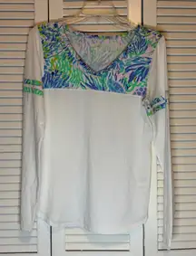 NEW Lilly Pulitzer Amara Cotton Stretch Long Sleeve Tee Shirt Shell Of – ,
