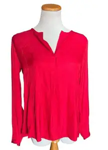 Banana Republic Womens  Essential Popover Top Blouse in Red Sunset - Sz S