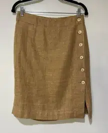 Ralph Lauren Vintage Tweed Pencil Skirt Size 4 EUC Buttons Lined Caramel Color