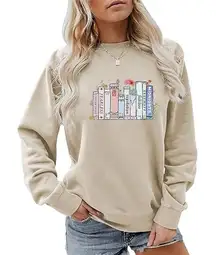 Y Curve Womens Taylor Swift Songs Album Books Graphic Sweatshirt Size‎ 1XL Cream
