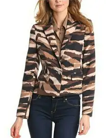 New! ANNE KLEIN Women's Animal Print Ponte Knit Blazer Jacket Size 2