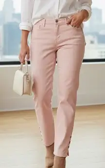 NYDJ Pink Peach Curves 360 Ankle Length Denim Jeans 14 Stretch Pastel