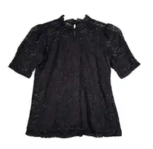 Adiva Shirt Womens Medium Black Lace Blouse Neutral Feminine Gothic Witchy Fairy