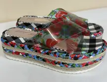Betsey Johnson Selah Platform Sandals US 5/5.5 approx Floral Transparent Straps