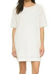 Current / Elliott The Eyelet Cotton T-shirt Dress Short Sleeve Pockets White sz