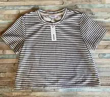 BB Dakota Sparkly Blue/White Striped Swing shirt