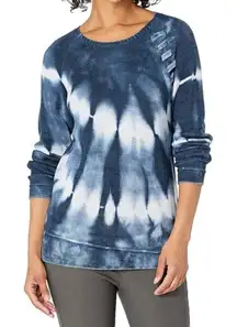 Nic & Zoe blue tie dye lace shoulder sweater small petite