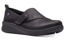 Clarks Cloudsteppers Sillian 2.0 Ease Black Loafer Wedge Heel Comfort Womens 9.5