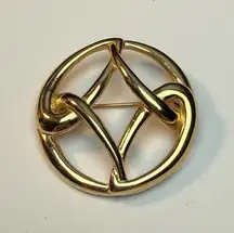 Monet Gold Tone Brooch Pin Signed Vintage