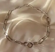 Silver Paperclip Chain Handcuff Choker Necklace