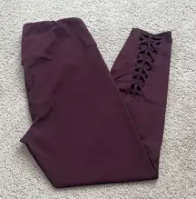 Plum Purple Leggings with back Lace up Detail