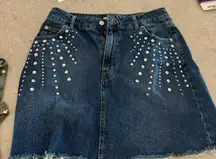  Top shop Denim Studded Skirt