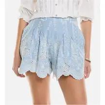 Yumi Kim Rosebud Shorts Womens Eyelet Medium Boho Flowy Chambray Blue Revolve